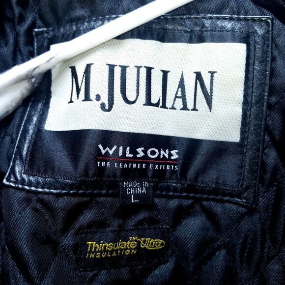 Wilsons M. Julian Leather Jacket Soft Mens Size L Black Cinch Belts Insulated - Picture 4 of 16